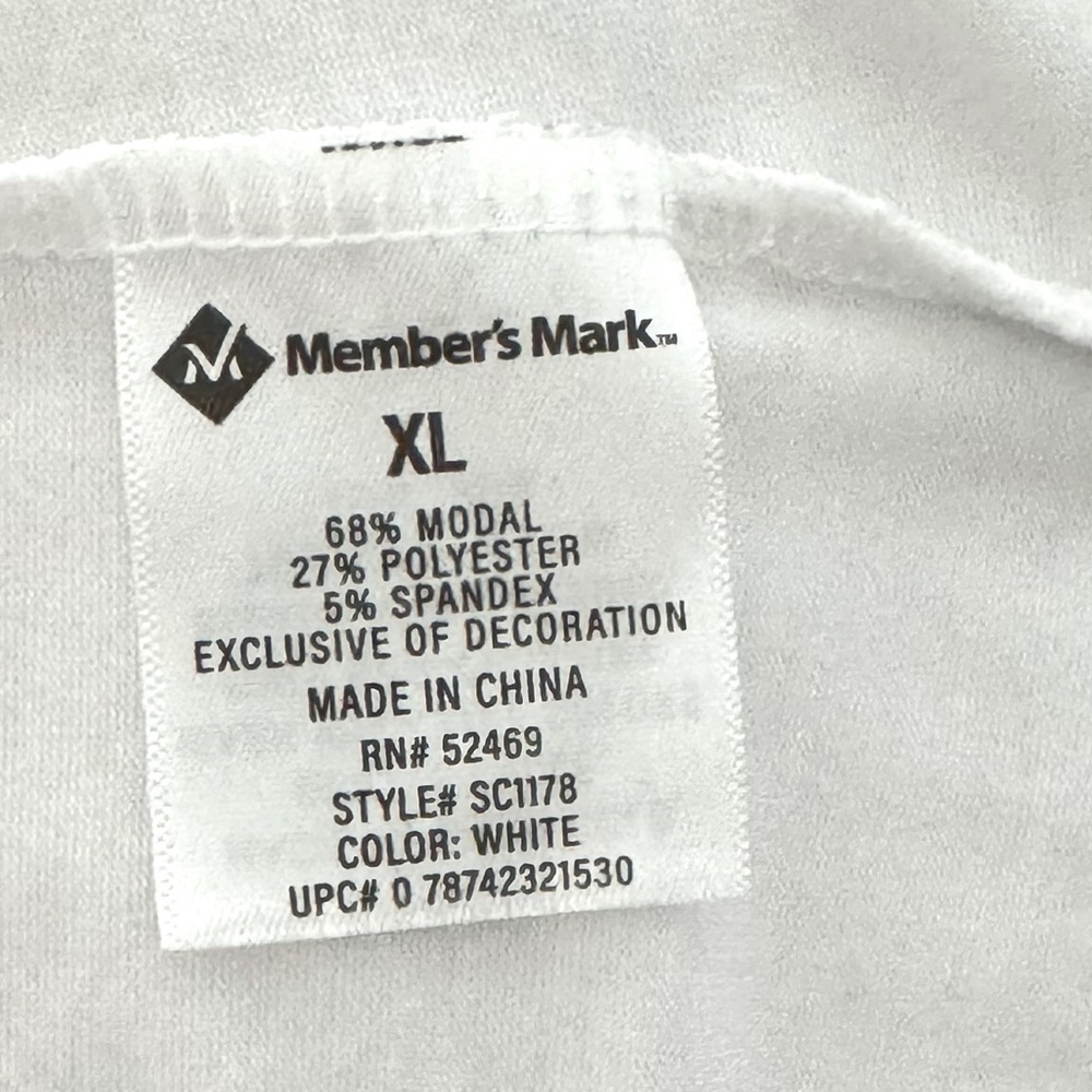 Members Mark Favorite Everyday Tee White S/S V-neck Shirt Top Size XL NWOT - Picture 4 of 4